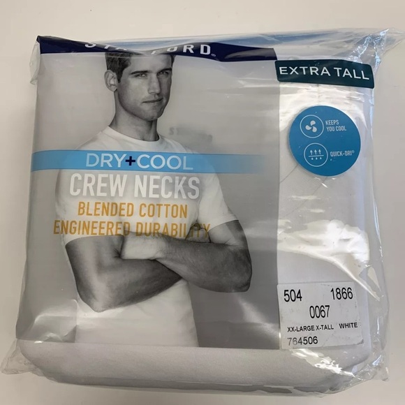 Stafford 4-Pack Mens Blended Cotton Dry+Cool Crew Neck T-Shirt White XXL XT Tall - Picture 1 of 6